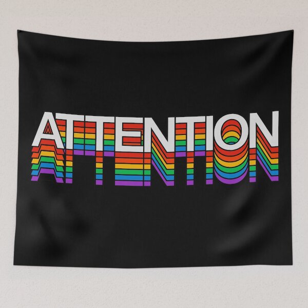 Item preview, attention rainbow retro aesthetic modern typography designed and sold by Fashionmonger.