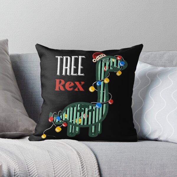 Christmas Dinosaur Tree Rex New Colorful Abstract Xmas Dino Gift 2021 2022 - Cute Fun Throw Pillow