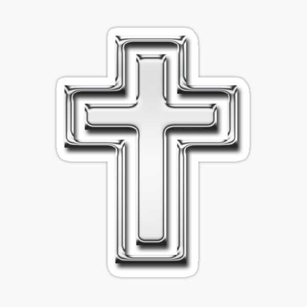 Silver metal cross Sticker