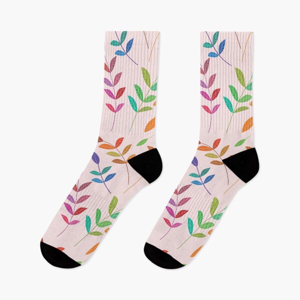Item preview, Simple colorful minimal leaves pattern in orange, pink and green  designed and sold by Yasminepatterns .