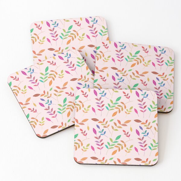 Item preview, Simple colorful minimal leaves pattern in orange, pink and green  designed and sold by Yasminepatterns .