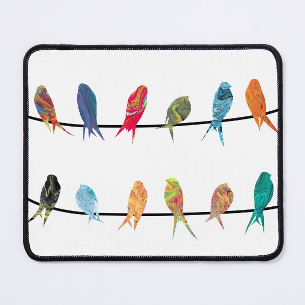 Birds on a Line - Acrylic Pour Mouse Pad