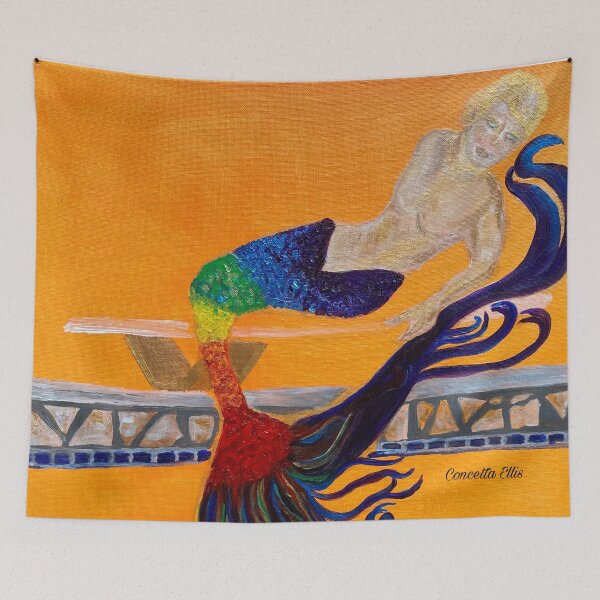 Item preview, Merman Man Mermaid Abstract Painting designed and sold by concettaellis.