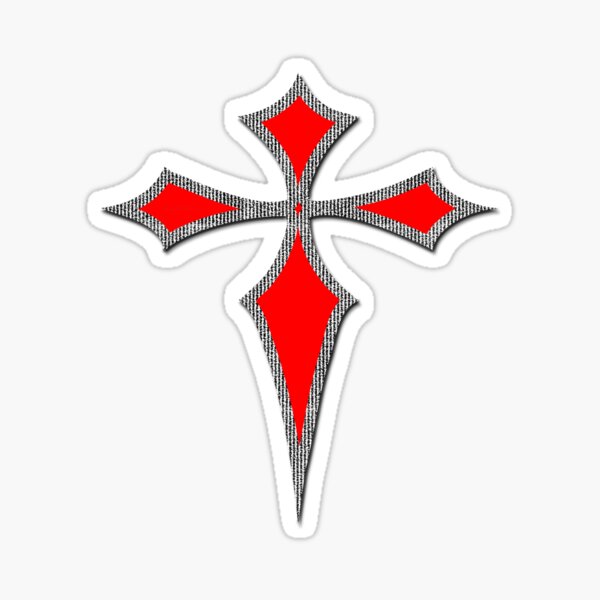 Red Black Texture Dagger Cross Sticker