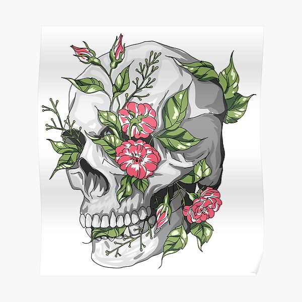 Skull And Roses Poster