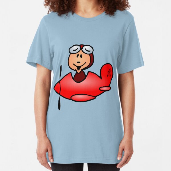 Red airplane with laughing pilot Slim Fit T-Shirt