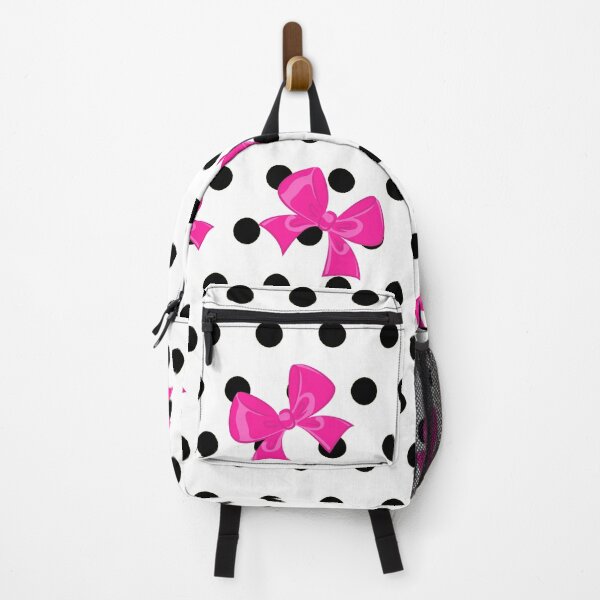 Item preview, black polka dot background with pretty pink bows designed and sold by bohemedesign.