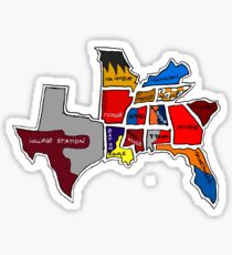 SEC South Eastern Conference With Cities Sticker