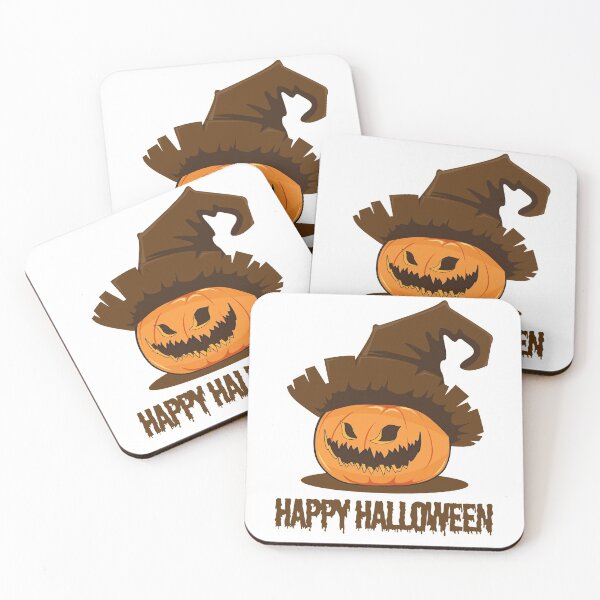 Item preview, Jack O Lantern Pumpkin Face Happy Halloween Witch long brown hat designed and sold by Capiral Bucketlist.