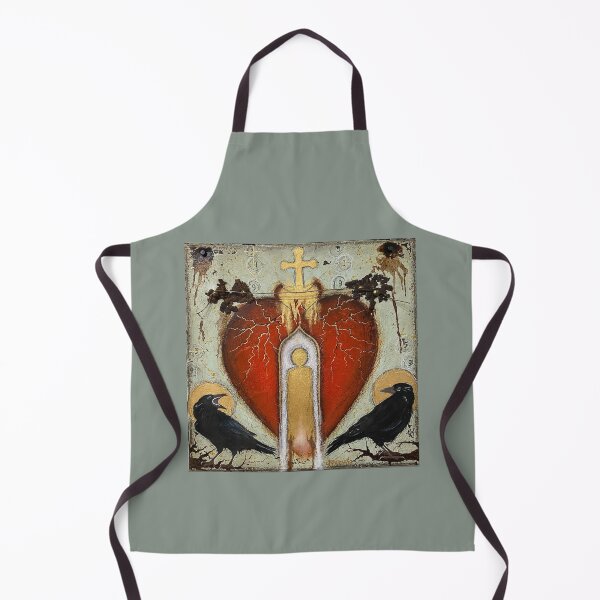 Item preview, Mexican Sacred Heart Print with Black Crows Mixed Media Art designed and sold by Jackie-Gonzalez.