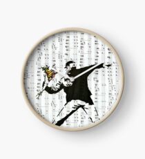 Rage - The Flower Thrower by Banksy, Street Art Work Clock