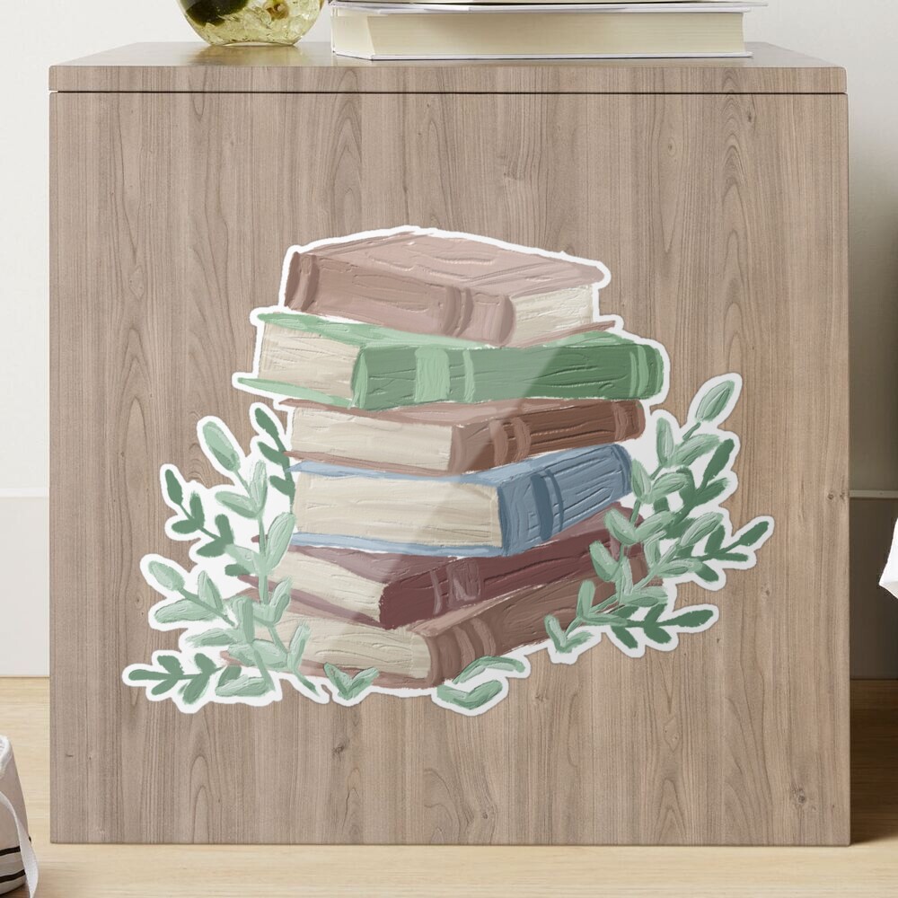 Painted stack of books Sticker for Sale by ArtWithAmelia