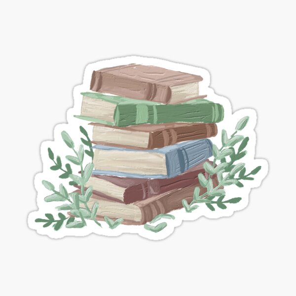 Painted stack of books Sticker for Sale by ArtWithAmelia