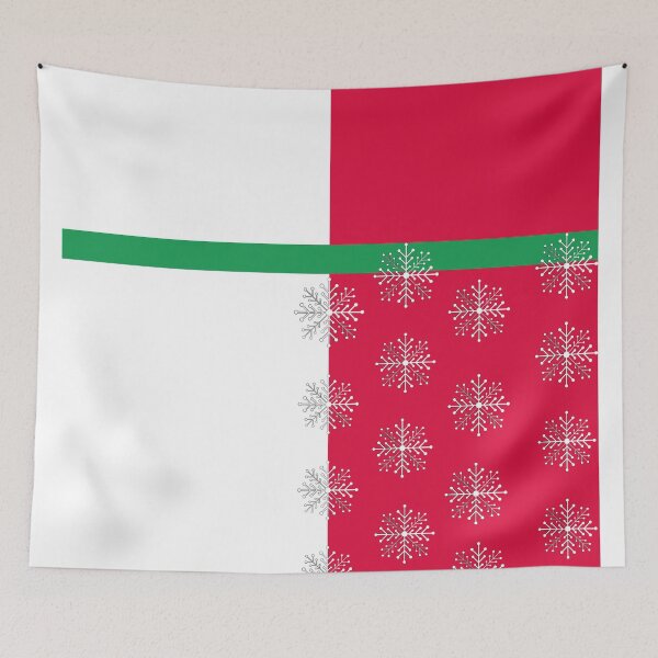 Item preview, Red Christmas Silver Snow With Green Ribbon designed and sold by Rainbows Rock.