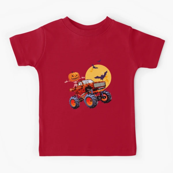 Halloween Skeleton Riding Monster Truck Kids T-Shirt for Sale by roxy7922