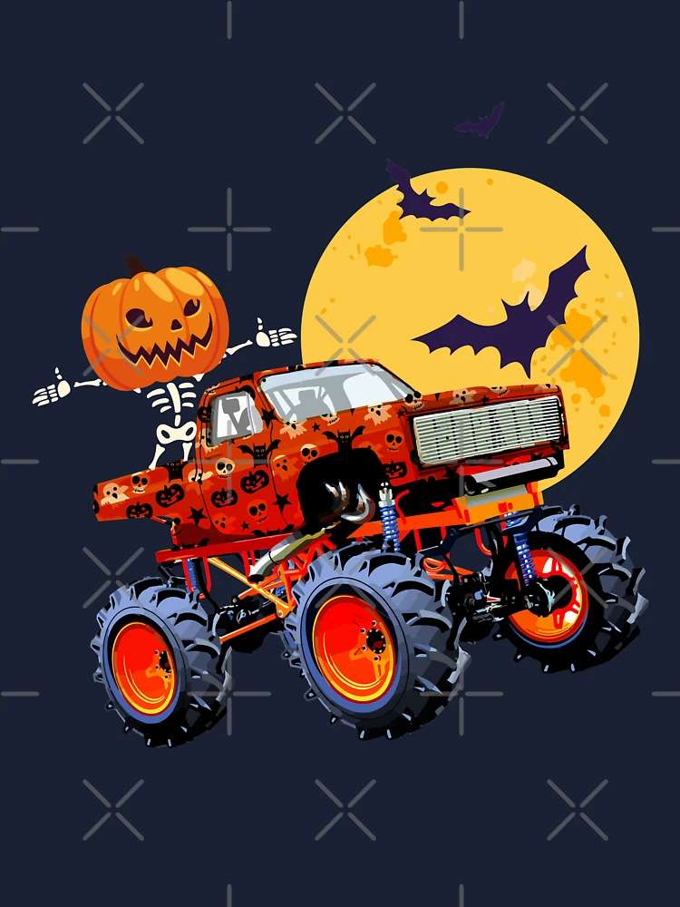 Custom Kids Skeleton Monster Truck Trick Treat Halloween Monster