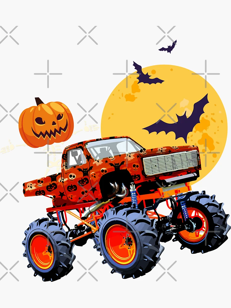 Custom Kids Skeleton Monster Truck Trick Treat Halloween Monster