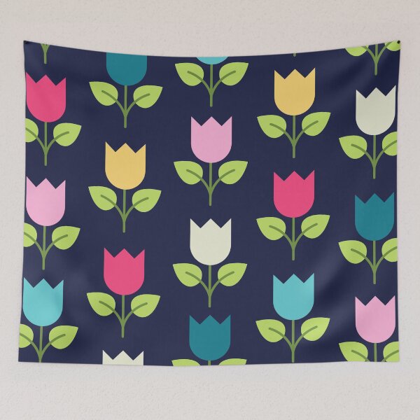 Item preview, Tulip pattern. Floral pattern.  Navy. Colorful designed and sold by ABInspired.