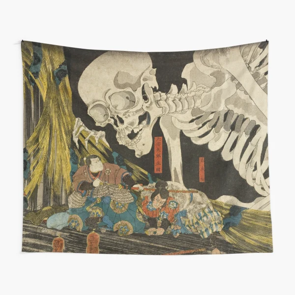 Mitsukuni Defying the Skeleton Spectre Invoked by Princess Takiyasha -  Utagawa Kuniyoshi | Tapestry