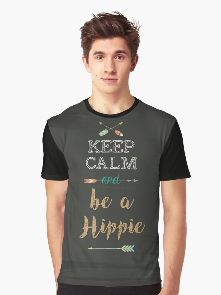 Thumbnail 1 of 5, Graphic T-Shirt, Keep Calm and be a Hippie designed and sold by weloveboho.