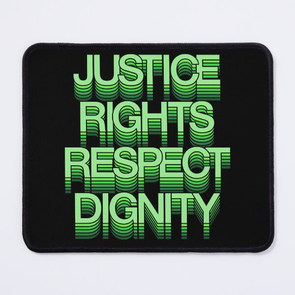 Item preview, justice rights respect dignity green retro aesthetic modern typography designed and sold by Fashionmonger.