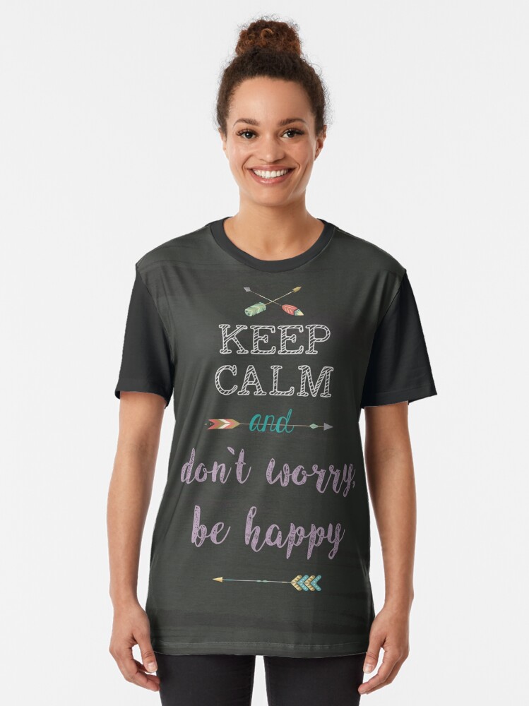 Vista alternativa de Camiseta gráfica keep Calm and don`t worry, be happy