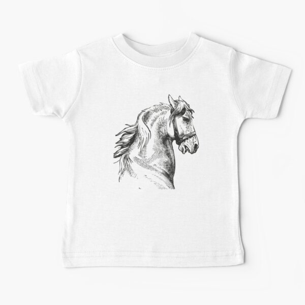 Vintage Horse | Horse Head | Black and White |  Baby T-Shirt