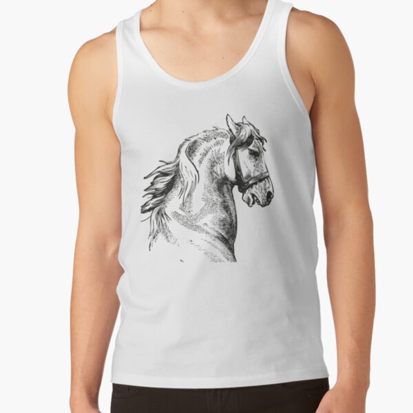 Vintage Horse | Horse Head | Black and White | Tank Top