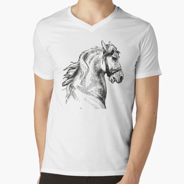 Vintage Horse | Horse Head | Black and White | V-Neck T-Shirt