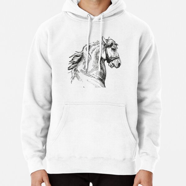 Vintage Horse | Horse Head | Black and White |  Pullover Hoodie