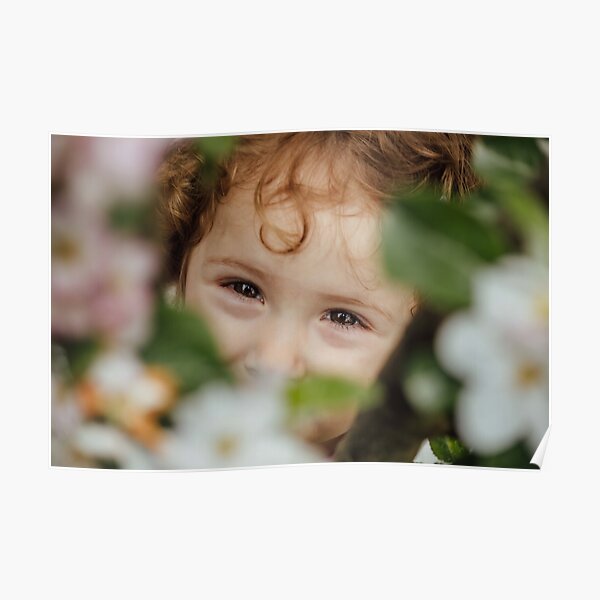 Little Girl, Hiding in the Flowers Poster