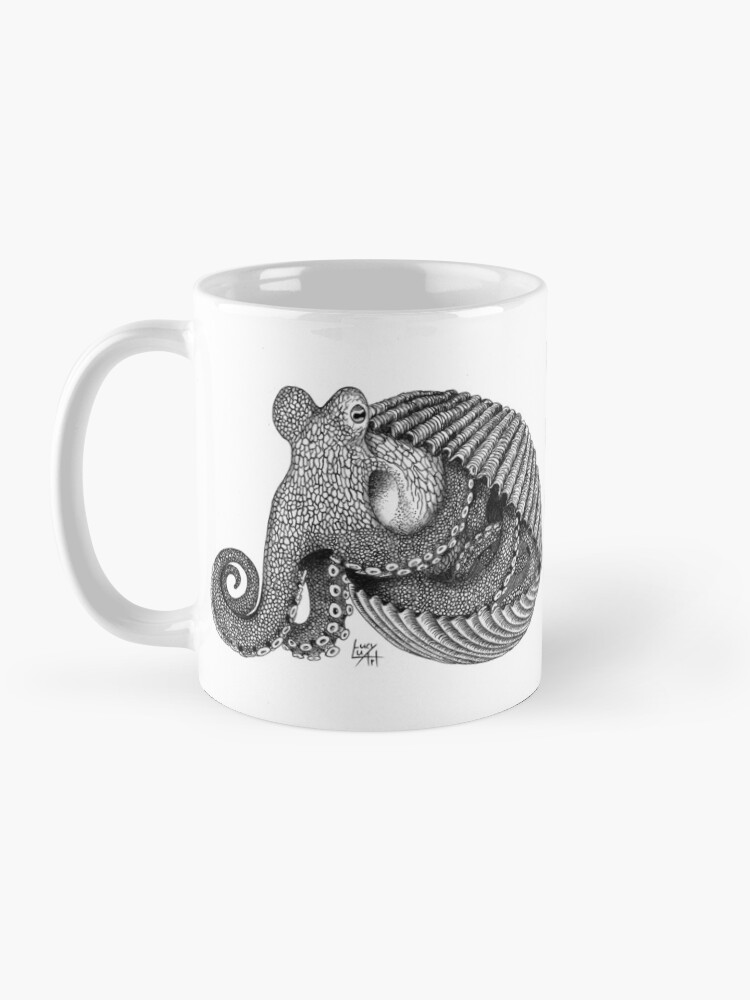 Thumbnail 3 of 6, Coffee Mug, Octopus in a shell designed and sold by lucyluart.