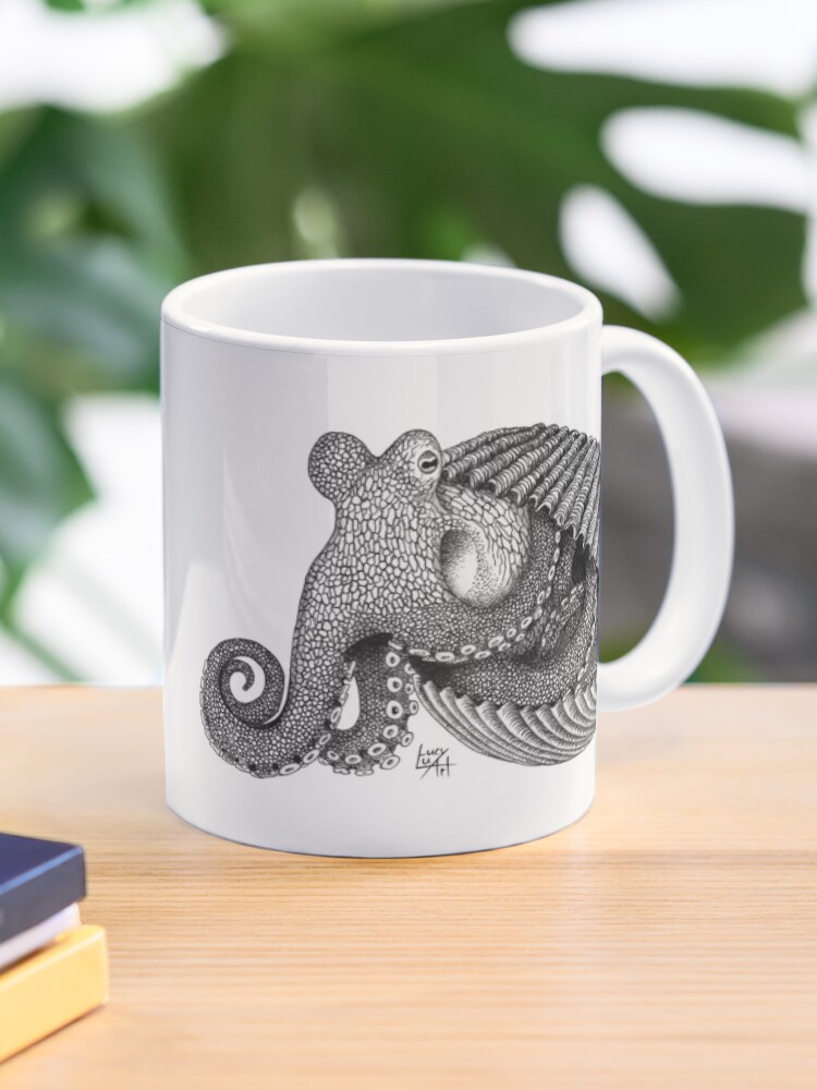Thumbnail 1 of 6, Coffee Mug, Octopus in a shell designed and sold by lucyluart.