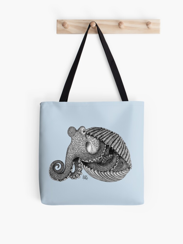 Thumbnail 1 of 2, Tote Bag, Octopus in a shell designed and sold by lucyluart.