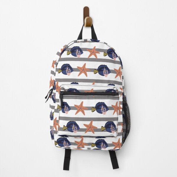 Item preview, Beautiful Beach Collection 05 Grey Stripe Surgeon fish and starfish  designed and sold by CJAura by Claire Jane Johnson.