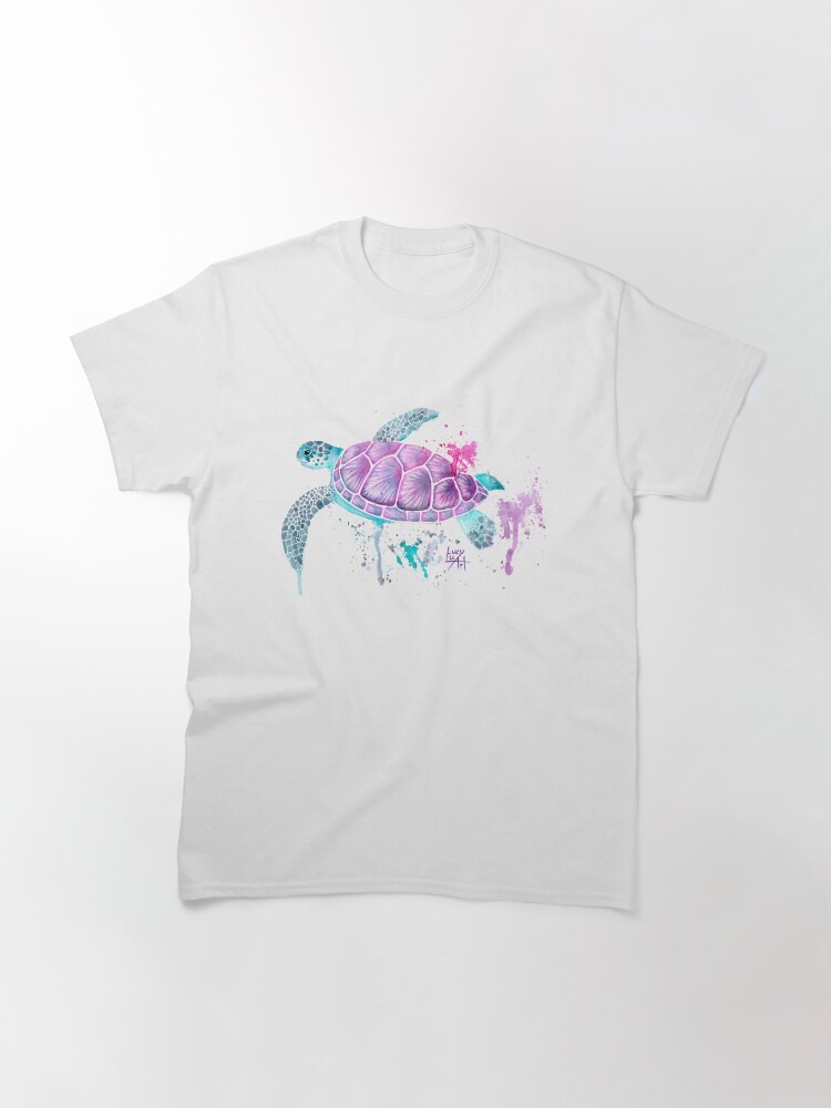 Thumbnail 3 of 7, Classic T-Shirt, Pink Watercolour Turtle designed and sold by lucyluart.