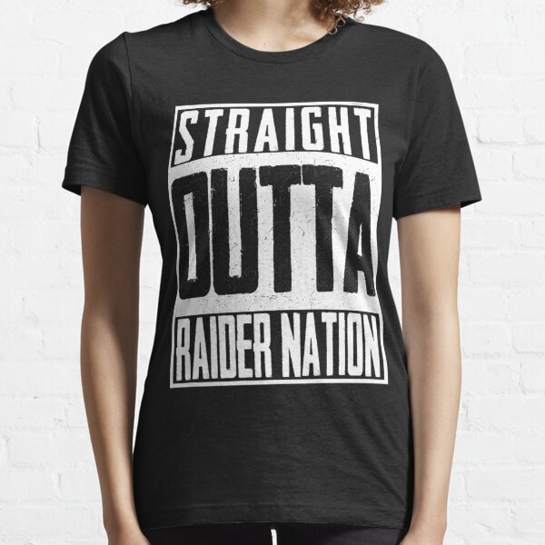 Straight Raider Nation T-Shirt (New) Oakland Raiders Silver & Black