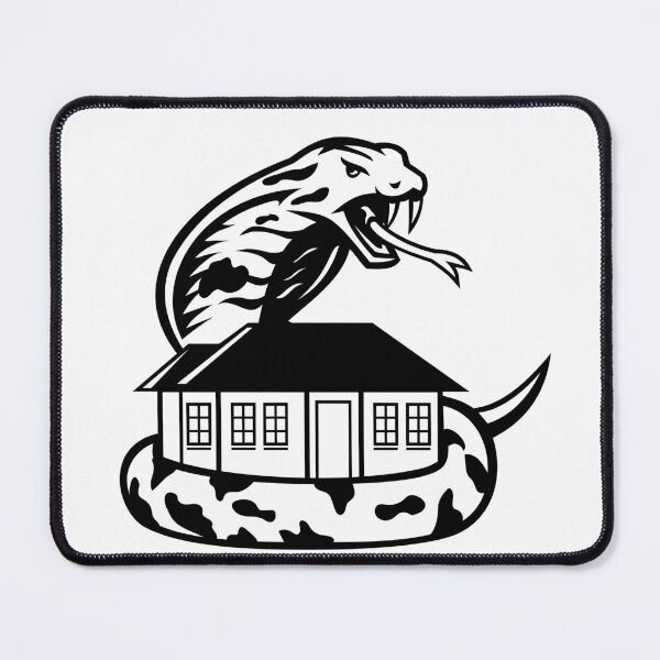 Item preview, King Cobra or Ophiophagus Hannah Venomous Snake Guarding a House Ready to Attack Mascot Black and White  designed and sold by patrimonio.