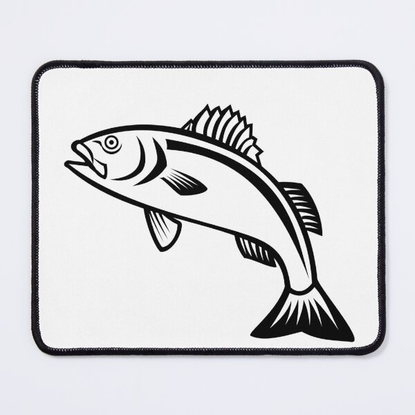 Item preview, European Seabass Sea Bass or Dicentrarchus Labrax Jumping Up Mascot Black and White designed and sold by patrimonio.