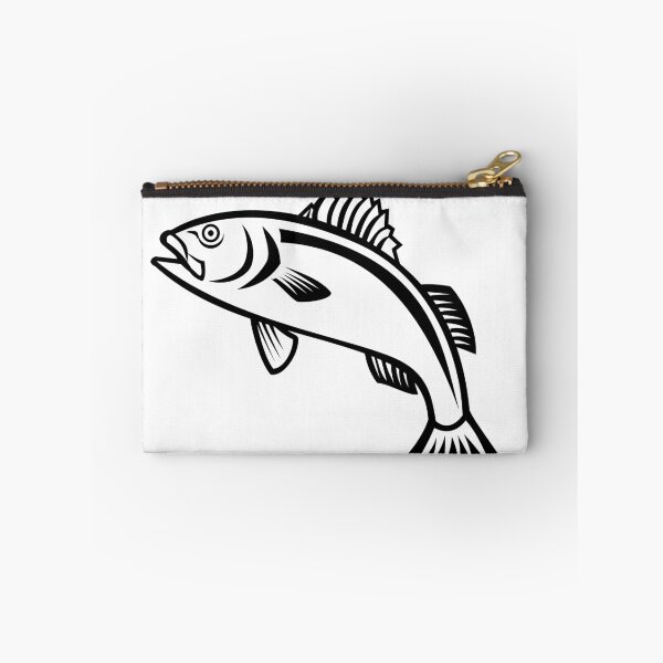 Item preview, European Seabass Sea Bass or Dicentrarchus Labrax Jumping Up Mascot Black and White designed and sold by patrimonio.