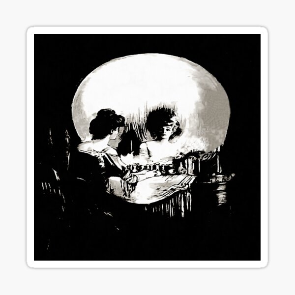 Item preview, Woman with Halloween Skull Reflection In Mirror designed and sold by taiche.