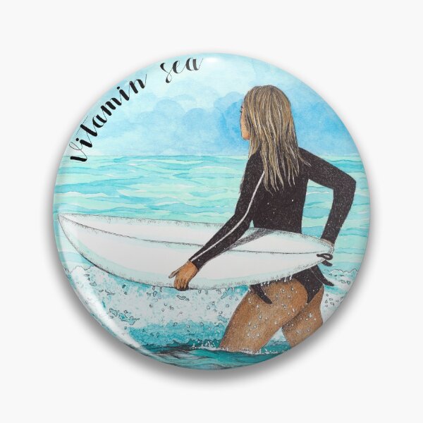 Item preview, Vitamin Sea - Surfer girl with surfboard in turquoise water designed and sold by LaniCroaker.