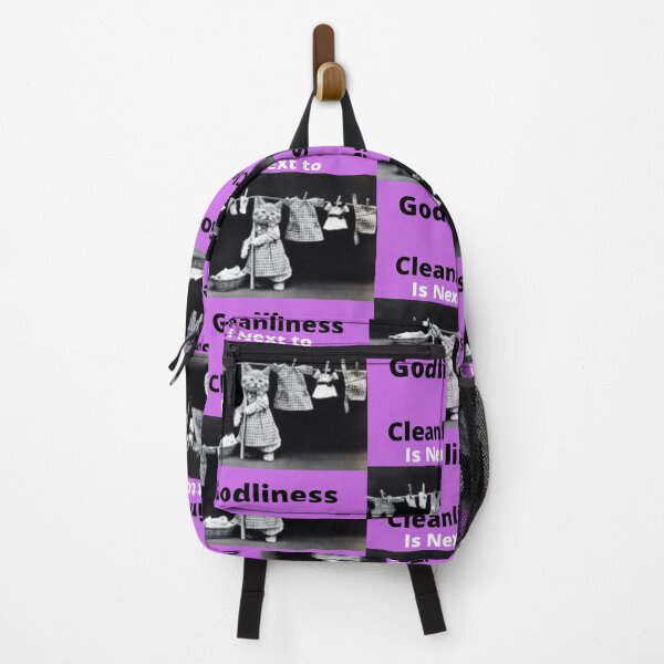 Item preview, Cleanliness is next to Godliness-Funny cat design, parenting quote designed and sold by KatrinBrinkmann.