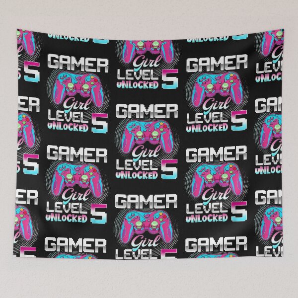 Artikelvorschau, 5. Geburtstag Gamer Girl Level 5 freigeschaltetes Videospiel für Mädchen T-Shirt Basic Neuheit Tees Graphics Fem entworfen und verkauft von KatrinBrinkmann.