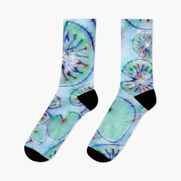 Item preview, tai dai, blue pond, lotus leaves, circles, rays, abstract art, blue, green designed and sold by Maria Mihailova.