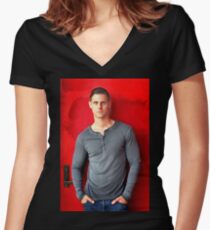 Portrait Of A Man Women's Fitted V-Neck T-Shirt