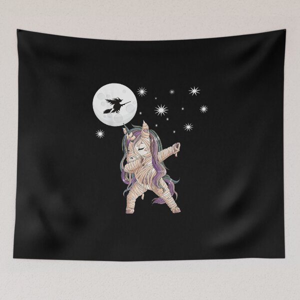 Item preview, kids halloween mummies dabbing unicorn with witch designed and sold by ShellyDeCeuster.