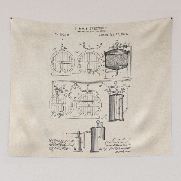 Item preview, PATENT DRAWING / 1893 - Process Of Making Beer designed and sold by danielcoulmann.