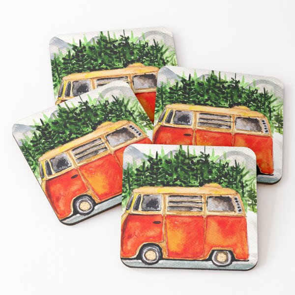 Item preview, Camper illustration in watercolors, camping in watercolors, illustration designed and sold by Ala Lopatniov.