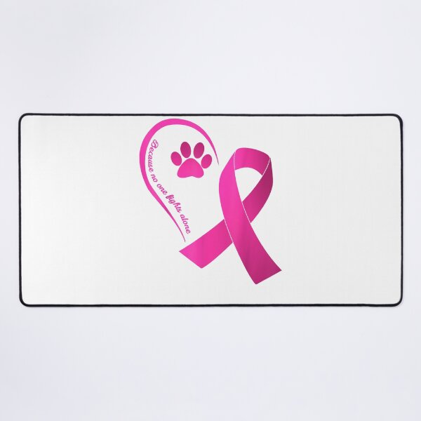 Pink Dog Paws Heart Warrior Because No One Fight Alone T-Shirt Desk Mat